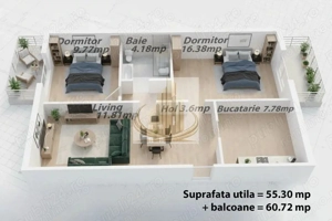 Apartament 3 camere decomandat | Zona Lipovei | Et 2 | Investitie - imagine 9