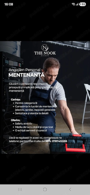 Angajam personal Mentenanta     
