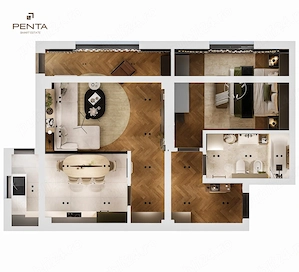 Apartament 2 camere NOU | Penta Smart Estate Radauti | Finisat complet | Balcon - imagine 5