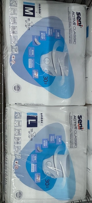 Vând 6pachete x30 chiloți absorbanti Seni Active, sigilate: 6 pachete. 5M si  1L.