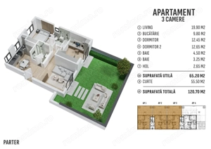 Apart.  cu CURTE ! Parcare + 2 BAI! In Prelungirea Ghencea! TVA inclus - imagine 2