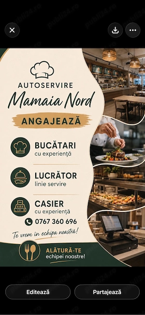 Angajam autoservire pe timp de vara 