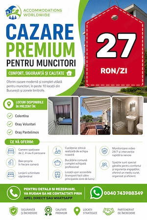 Cazare Premium Pentru MuncitoriI   Confort, Siguranta SI Calitate 