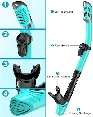 Set Snorkel Karvipark cu mască de scufundare și snorkel uscat   Anti-Leak & Anti-Fog - imagine 2