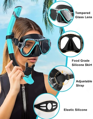 Set Snorkel Karvipark cu mască de scufundare și snorkel uscat   Anti-Leak & Anti-Fog - imagine 4