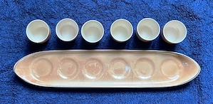 set complet de sase pahare paharute sidefate pentru tuica palinca visinata bautura cu tava tavita