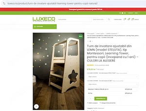 VAND Turn de invatare ajustabil Luxeco din lemn natur Montessori   379 lei - imagine 4