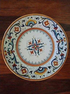 De Colecție, set de 6 farfurii desert aperitiv U Grazia Deruta -pictate manual,Italia, anii 60'-80'. - imagine 3