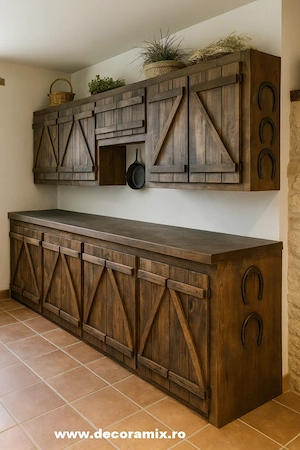 Mobilier bucatarie, din lemn masiv.  mobila bucatarie la comanda, hand-made.