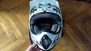 Casca MOTO ATV CROSS  M2R REV-X2 OX350 , marime S  47-48 CM, 1110+-50 Gr alb cu grafica negru +husa - imagine 4