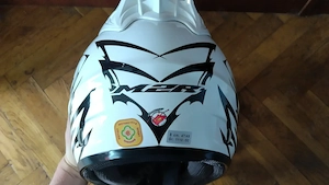 Casca MOTO ATV CROSS  M2R REV-X2 OX350 , marime S  47-48 CM, 1110+-50 Gr alb cu grafica negru +husa - imagine 5