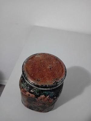 borcan decorativ cu effect rugina, lacăt 