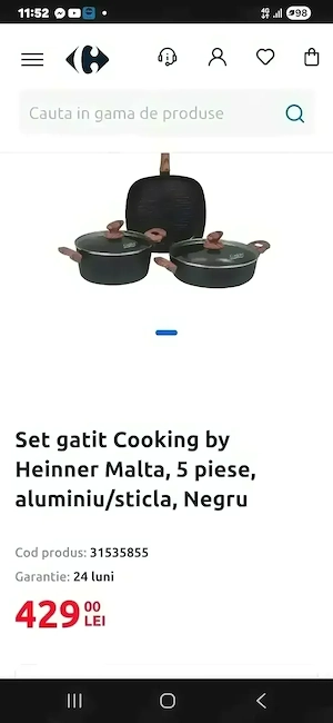 Vânzare set vase gătit Hainner 5piese aluminiu sticlă 