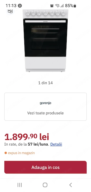 Vând aragaz electric nou cu garanție Altex 1400 ron