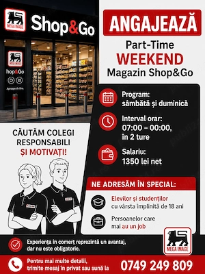 Angajare Part-Time Weekend   Mega Image Shop&Go