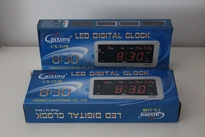 Ceas digital LED rosu, afisaj 12h, calendar si temperatura, Caixing