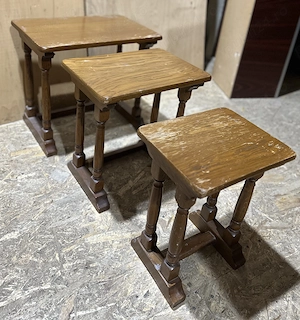 Set 3 Masute Vintage din Lemn; Set 2 Masute Vintage; Scaunel; Taburet - imagine 5