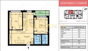Leordeni Primarie 3 camere Bloc Boutique cu lift - imagine 4