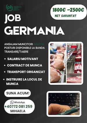 Cautam muncitori in abator- FARA EXPERIENTA !