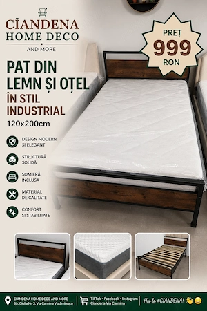 Pat metal cu saltea