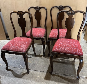 Set 4 Scaune Vintage Stil Rococo; Scaun cu ornamente si sezut tapitat