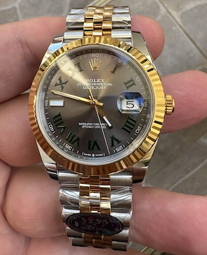 Rolex Datejust 126333 41 mm Wimbledon Jubilee Yellow Gold VF DD3235 Super Clone 1:1 1 la 1 cu origin