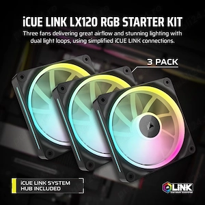 Corsair LX120 RGB BLACK, iCUE link triple pack