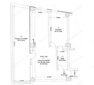 Apartament 2 camere, 62 mp, terasa 33mp, bloc nou, zona Corneliu Coposu