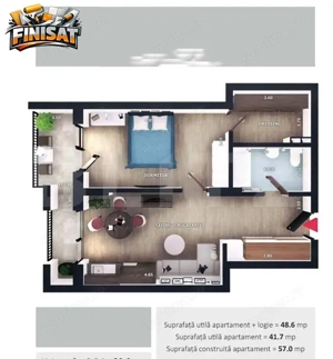 Apartament 2 camere, FINISAT, terasa, CF, parcare, boxa, Zona Vivo 