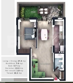Apartament 2 camere, terasa, semifinisat, CF parcare, boxa, Zona Vivo 