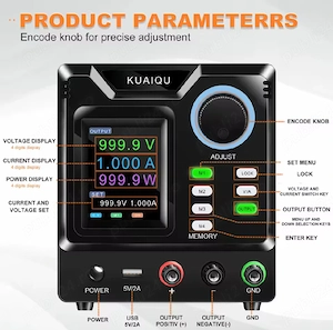 sursă alimentare laborator kuaiqu 1000v 1a   programabilă, display lcd color - imagine 2