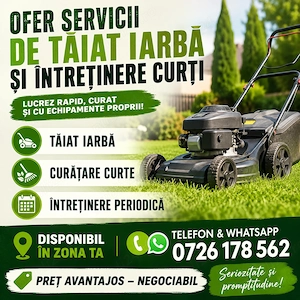 Ofer servicii De Tăiat Iarba întreținere curti