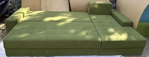 Canapea Extensibila Tip Coltar 3,15 m; Pat cu Lada si Saltea 260x160 cm - imagine 3