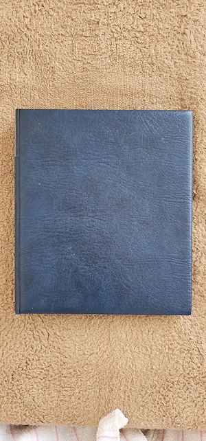 Album pentru bancnote din piele ecologica de culoare albastru inchis marca Lindner cu 26 pagini
