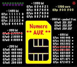 Numere Vip Aur Gold * Numar telefon Platinum * Cartela