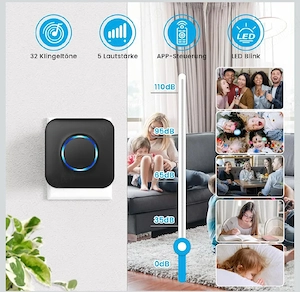 sonerie wifi wireless pentru exterior   control prin aplicație, 32 melodii, led flash - imagine 5