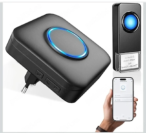 sonerie wifi wireless pentru exterior   control prin aplicație, 32 melodii, led flash