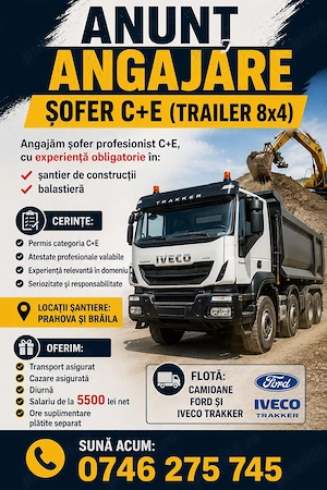 Anunt angajare   ȘOFER C+E (TRAILER 8x4)