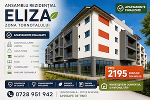 !!! 2195 euro mp !!! VreauCasaNoua - Apartament 2 camere , bloc nou, Torontalului - Mehala