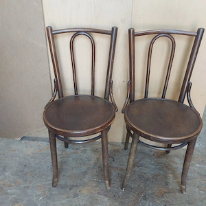 2 buc Scaun Vintage stil Thonet cu sezut rotund; Scaun din lemn masiv