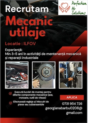 Recrutam montator mecanic utilaje