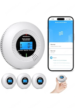 detector wifi fum și monoxid de carbon physen set 3 buc   baterie 10 ani, compatibil tuya - imagine 2