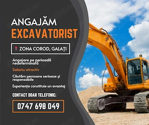 Angajare   Excavatorist - zona Corod, Galați