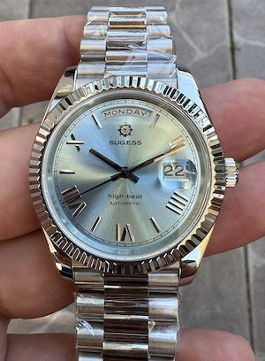 Sugess 40 mm Date Day Automatic Dandong Peacock SL3034 28800 BPH Sapphire Glass New