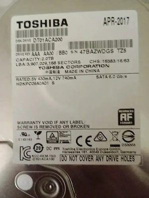 HDD Toshiba (hard disc de PC) de 2T, functional,aproape nou - imagine 2