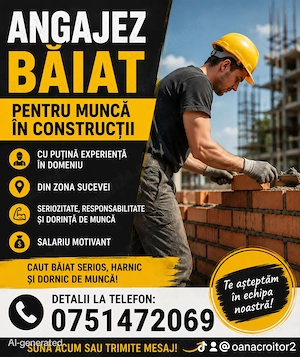 Angajez baiat pt munca in constrictii