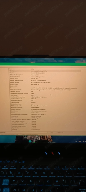 ASUS ROG Strix G16 G614JIR, i9-14900HX, RTX 4070, 16GB RAM, SSD 1TB