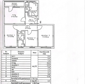 Apartament 4 camere, decomandat, etaj 3 din 4, centrală proprie, zona Circumvalațiunii, comision 0%