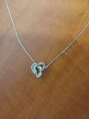 Lănțișor Swarovski Original - Pandantiv Inimi Împletite (Cristale) - imagine 5