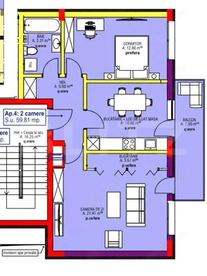 Apartament 2 camere, decomandat, 60 mp, imobil nou, zona Rivus - imagine 5